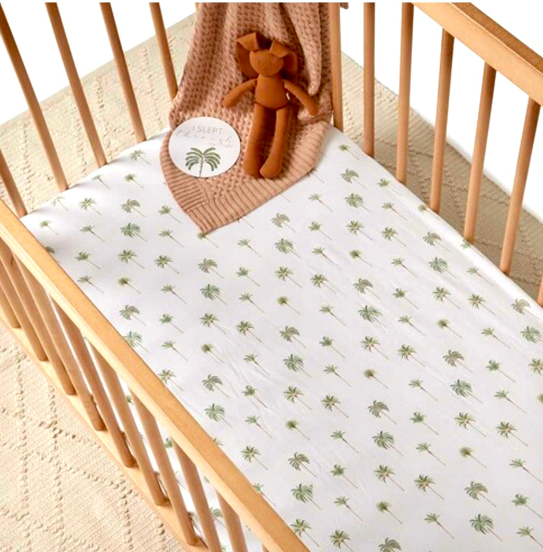 Fitted Cot Sheet “Green Palm”